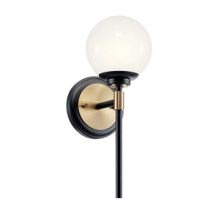 Lampa ścienna łazienkowa Kinkiet Benno KL-BENNO1-BK-CPZ Elstead Lighting 1xG9 3W Stal, warstwowe szkło opalowe Czarny, Złoty