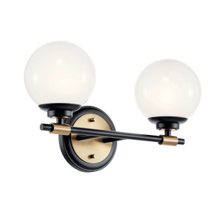 Lampa ścienna łazienkowa Kinkiet Benno KL-BENNO2-BK-CPZ Elstead Lighting 2xG9 3W Stal, warstwowe szkło opalowe Czarny, Złoty