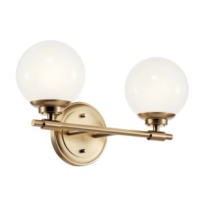 Lampa ścienna łazienkowa Kinkiet Benno KL-BENNO2-CPZ Elstead Lighting 2xG9 3W Stal, warstwowe szkło opalowe Złoty