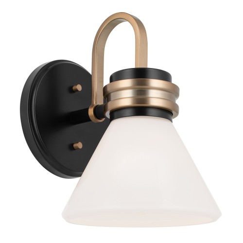 Lampa ścienna łazienkowa Kinkiet Farum KL-FARUM1-BK-CPZ Elstead Lighting 1xG9 3W Stal, błyszczące szkło opalowe Czarny, Złoty