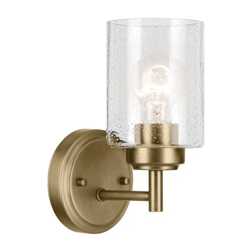 Lampa ścienna Kinkiet Winslow KL-WINSLOW-1W-NBR Elstead Lighting 1xE27 60W Stal, przezroczyste szkło z bąbelkami powietrza Złoty