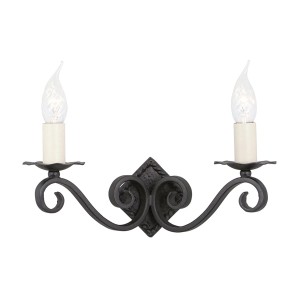 Lampa ścienna Rectory RY2A-BLACK Elstead Lighting 2x60W E14 Żelazo Czarny