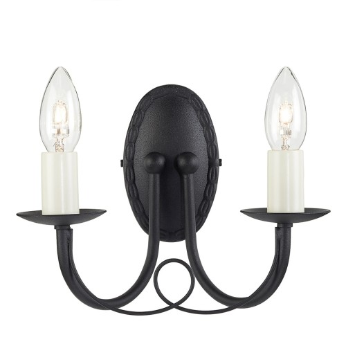 Lampa ścienna Minster MN2-BLACK Elstead Lighting 2x60W E14 Stal Czarny