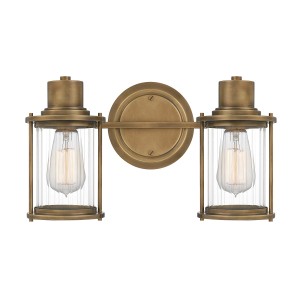 Lampa ścienna kinkiet Riggs QZ-RIGGS2-BATH-WS Elstead Lighting 2xE27  40 W Stal, Szkło Wyblakły mosiądz