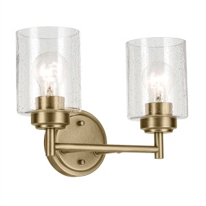 Lampa ścienna Kinkiet Winslow KL-WINSLOW-2W-NBR Elstead Lighting 2xE27 60W Stal, przezroczyste szkło z bąbelkami powietrza Złoty
