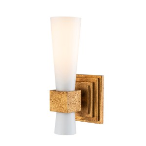 Lampa ścienna Kinkiet Kristy KRISTY-1WB-DG-OPAL Elstead Lighting 1xE27 40W Stal, żywica syntetyczna, warstwowe szkło opalowe Złoty