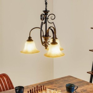 Lampa wisząca/żyrandol Cello Elstead Lighting 3xE27 Stal miękka Antyczny nad stołem.