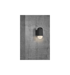 Lampa Ścienna Nordlux E27 15W Aluminium Czarny zamontowana na betonowej ścianie.