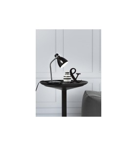 Lampa Stołowa Nordlux E14 15W Metal Czarny na stoliku obok dekoracji.