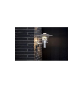 Lampa Ścienna Nordlux E27 60W Srebrny zamontowana na ceglanej ścianie.