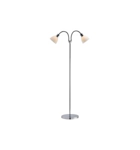 Lampa Podłogowa Nordlux E14 2X40W Metal Chrom, elegancka lampa z dwoma kloszami w chromowanej oprawie.