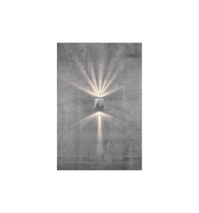 Lampa Ścienna Nordlux LED Metal Srebrny na betonowej ścianie z promieniami światła.