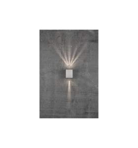 Lampa Ścienna Nordlux LED Aluminium Biały na szarej ścianie.