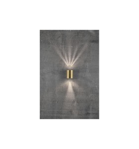 Lampa Ścienna Nordlux LED Mosiądz zamontowana na szarej ścianie.