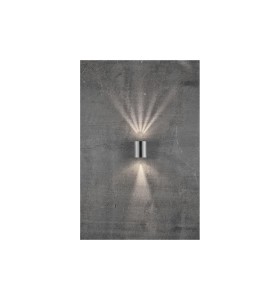 Lampa Ścienna Nordlux LED Stal nierdzewna na szarej ścianie.