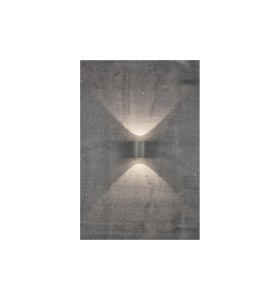 Lampa Ścienna Nordlux LED Aluminium Szary zamontowana na ścianie, świecąca w górę i w dół.