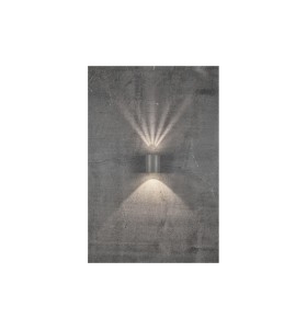 Lampa Ścienna Nordlux LED Aluminium Szary, świecąca na szarej ścianie