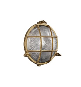 Lampa ścienna Nordlux E27 12,5W mosiądz z kratką ochronną.