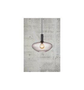 Lampa Wisząca Nordlux E27 60W Czarny na tle betonowej ściany.