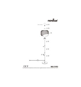 Lampa Podłogowa Nordlux E27 40W Metal Biały - schemat montażu