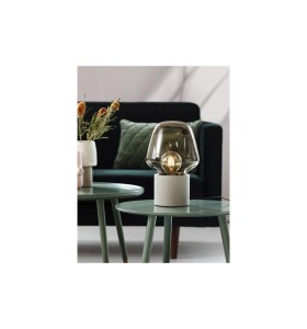 Lampa Stołowa Nordlux E27 25W Beton Szary na stoliku w stylowym salonie.