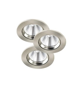 Lampa Sufitowa Spot Nordlux LED Plastik Szczotkowana stal - zestaw trzech lamp.