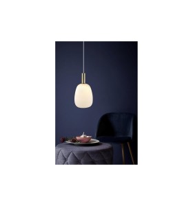 Lampa Wisząca Nordlux E27 60W Czarny/Mosiądz nad stolikiem obok krzesła.