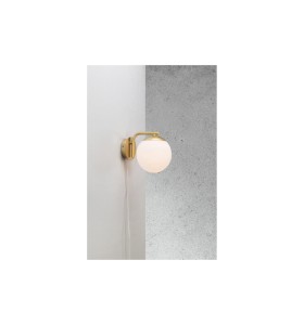 Lampa ścienna Kinkiet Nordlux E14 40W Metal Mosiądz z białym kloszem.