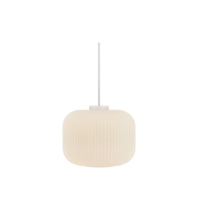 Lampa Wisząca Nordlux E27 40W w kolorze kremowym z harmonijkowym kloszem.