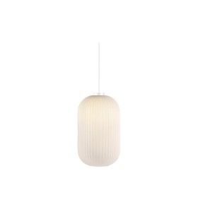 Lampa Wisząca Nordlux E27 40W w kolorze białym na białym tle.