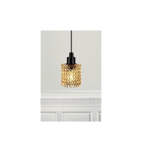 Lampa Wisząca Nordlux E27 60W z dekoracyjnym, żółtym kloszem.