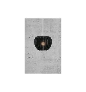 Lampa Wisząca Nordlux E27 60W Drewno Czarny na tle betonowej ściany.