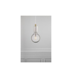 Lampa Wisząca Nordlux E27 60W Marmur Biały na szarym tle.