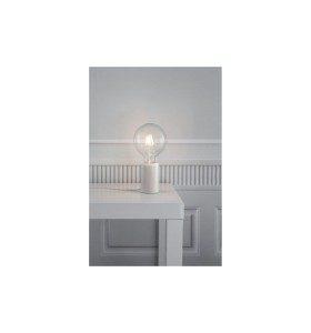 Lampa Stołowa Nordlux E27 60W Marmur Biały na białym stole.