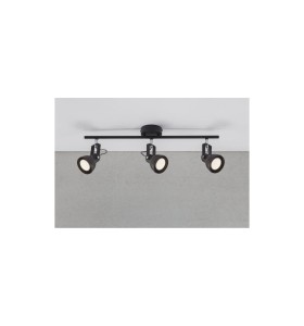 Lampa sufitowa Spot ASLAK NORDLUX z trzema światłami, czarny metal.