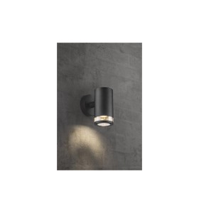 Lampa Ścienna Nordlux GU10 28W Aluminium Czarny zamontowana na szarej ścianie.