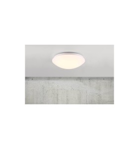 Lampa sufitowa Plafon okrągły ASK NORDLUX 1x12W LED Biały Metal na tle betonowej ściany.