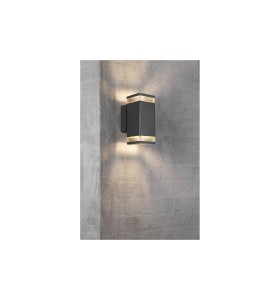 Lampa Ścienna Nordlux GU10 2X20W Aluminium Czarny zamontowana na ścianie.