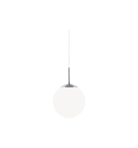 Lampa Wisząca Nordlux E27 15W w białej sferycznej obudowie.