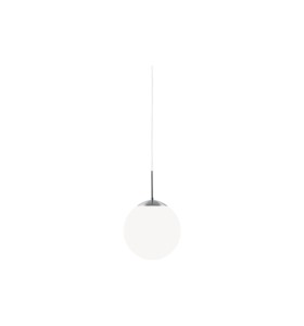 Lampa Wisząca Nordlux E27 15W, biała kula na cienkim kablu.