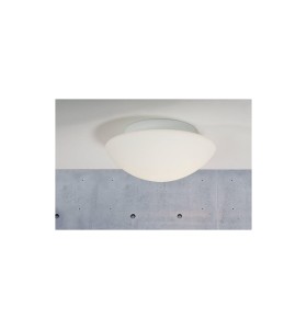Lampa sufitowa Plafon okrągły UFO NORDLUX 1x40W E27 Biały Szkło zamontowana na suficie.