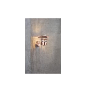 Lampa Ścienna Nordlux E27 60W Miedź Miedź na szarej ścianie.