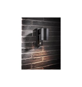 Lampa Ścienna Nordlux GU10 35W Metal Czarny na tle ceglanej ściany.