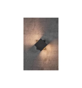 Lampa Ścienna Nordlux LED Aluminium Czarny na betonowej ścianie.