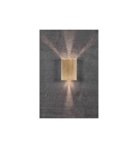 Lampa Ścienna Nordlux LED Mosiądz na tle betonowej ściany.