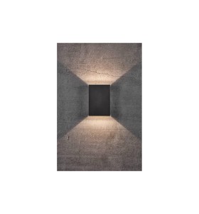 Lampa Ścienna Nordlux LED Aluminium Czarny na szarej ścianie z efektem świetlnym