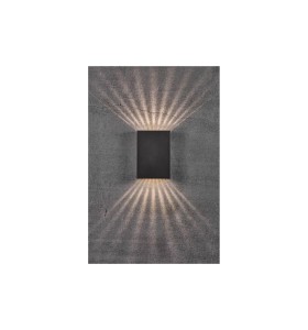 Lampa Ścienna Nordlux LED Aluminium Czarny świeci na szarej ścianie.