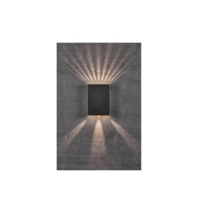 Lampa Ścienna Nordlux LED Aluminium Czarny montowana na szarej ścianie.