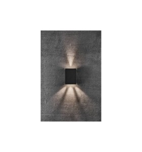 Lampa Ścienna Nordlux LED Aluminium Czarny na szarej ścianie.