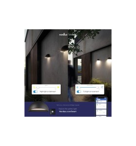 Lampa Ścienna Nordlux LED Aluminium Szary zamontowana na zewnętrznej ścianie budynku.